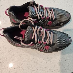 ASICS Gray and Pink Athletic Shoes
